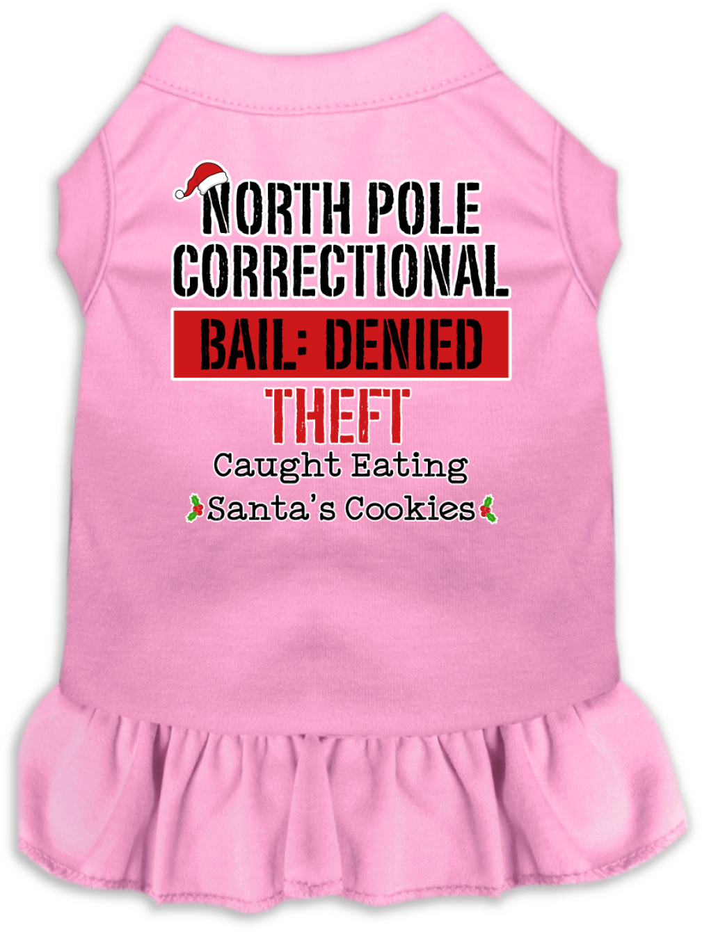 North Pole Correctional Screen Print Dog Dress Light Pink Size LG